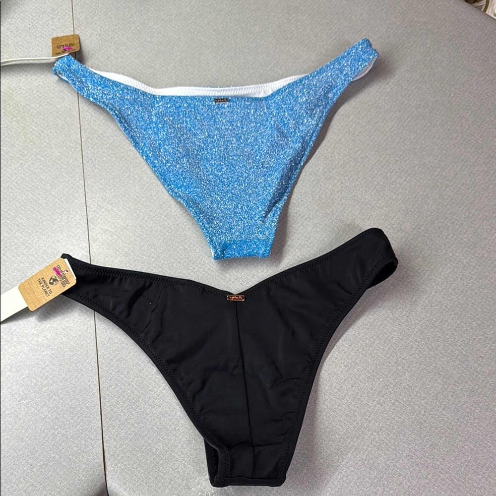 PINK Victoria’s Secret Blue and Black Bikini Bottoms